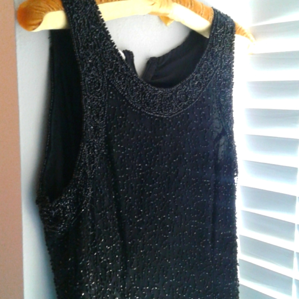 Vintage Holiday Little Black Dress Heavily Beaded Formal Dress Final Sale